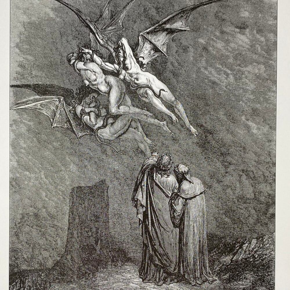 Dore, Divine Comedy, Erinnys, Minotaur, Print, Bookplate, Art, ~ 240707-WH 292